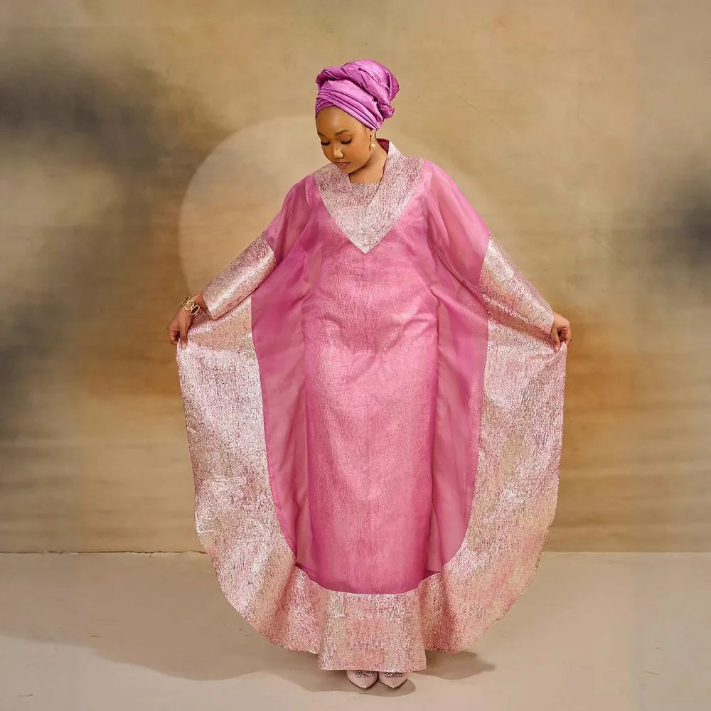 African Dresses for Women – Plus Size Loose Boubou Robe Outfit Suit