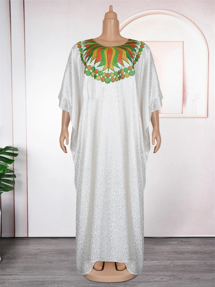 African Dresses for Women – Plus Size Loose Boubou Robe Outfit Suit.