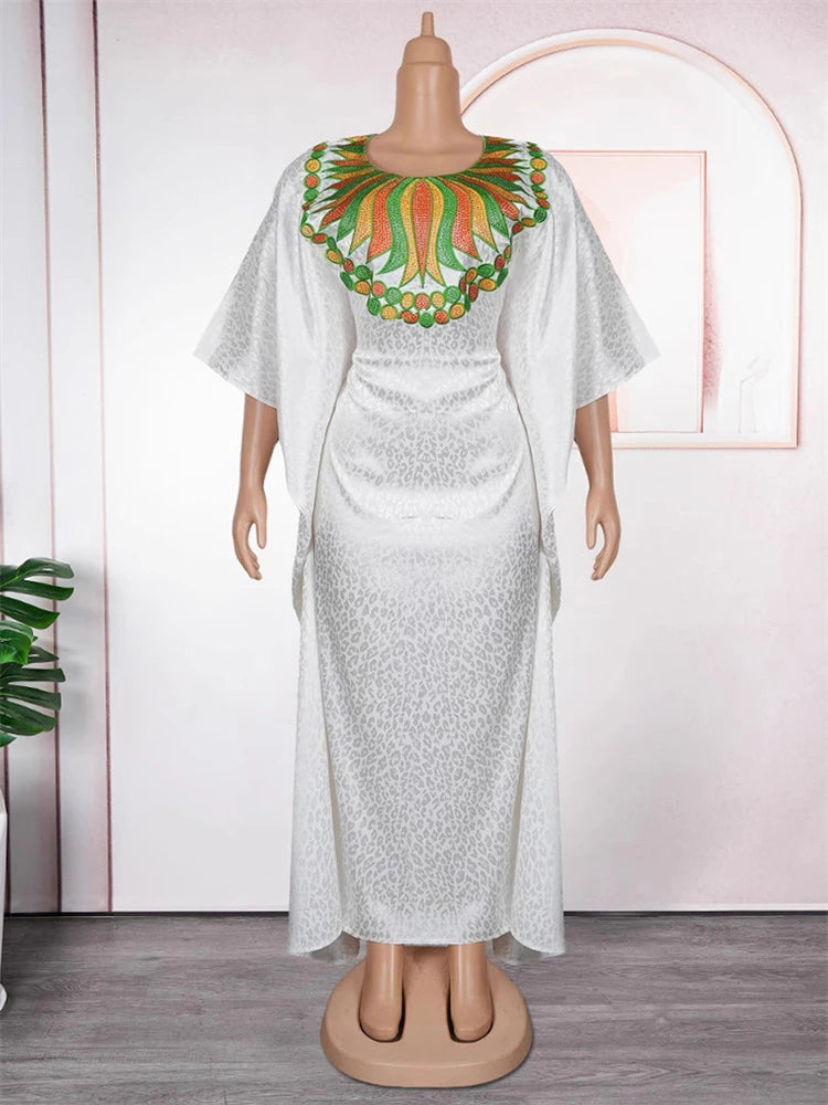 African Dresses for Women – Plus Size Loose Boubou Robe Outfit Suit.