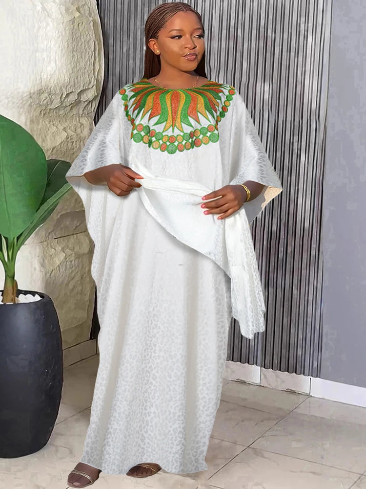 African Dresses for Women – Plus Size Loose Boubou Robe Outfit Suit.