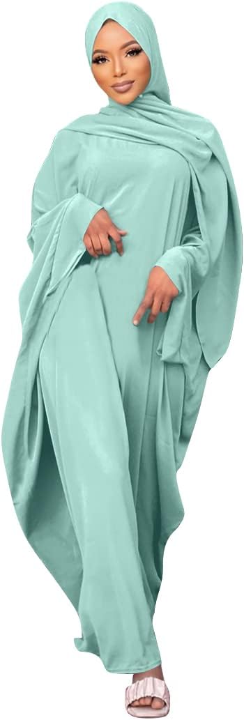 IMEKIS Muslim Dress for Women Hijab Abaya Batwing Sleeve Islamic Maxi Prayer Dress Plain Loose Jilbab Plus Size Middle East Dubai Turkey Arabic Khimar Kaftans
