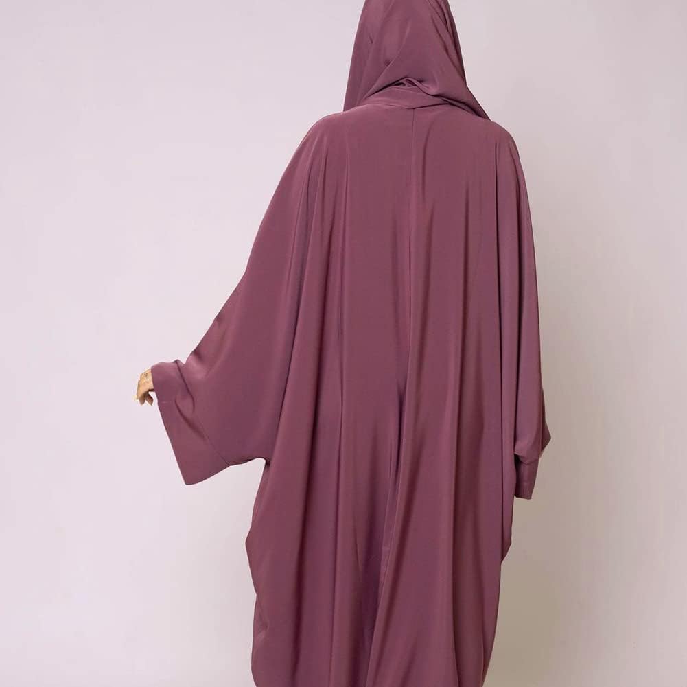 IMEKIS Muslim Dress for Women Hijab Abaya Batwing Sleeve Islamic Maxi Prayer Dress Plain Loose Jilbab Plus Size Middle East Dubai Turkey Arabic Khimar Kaftans