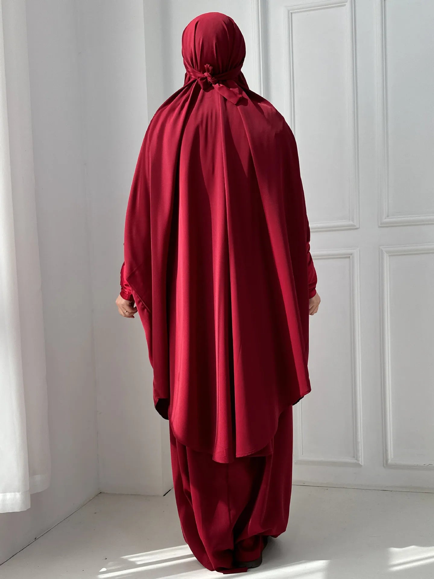 2 Piece Set Prayer Garment Islamic Clothing Pink Black