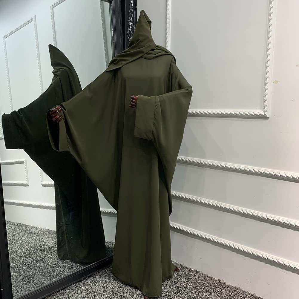 IMEKIS Muslim Dress for Women Hijab Abaya Batwing Sleeve Islamic Maxi Prayer Dress Plain Loose Jilbab Plus Size Middle East Dubai Turkey Arabic Khimar Kaftans
