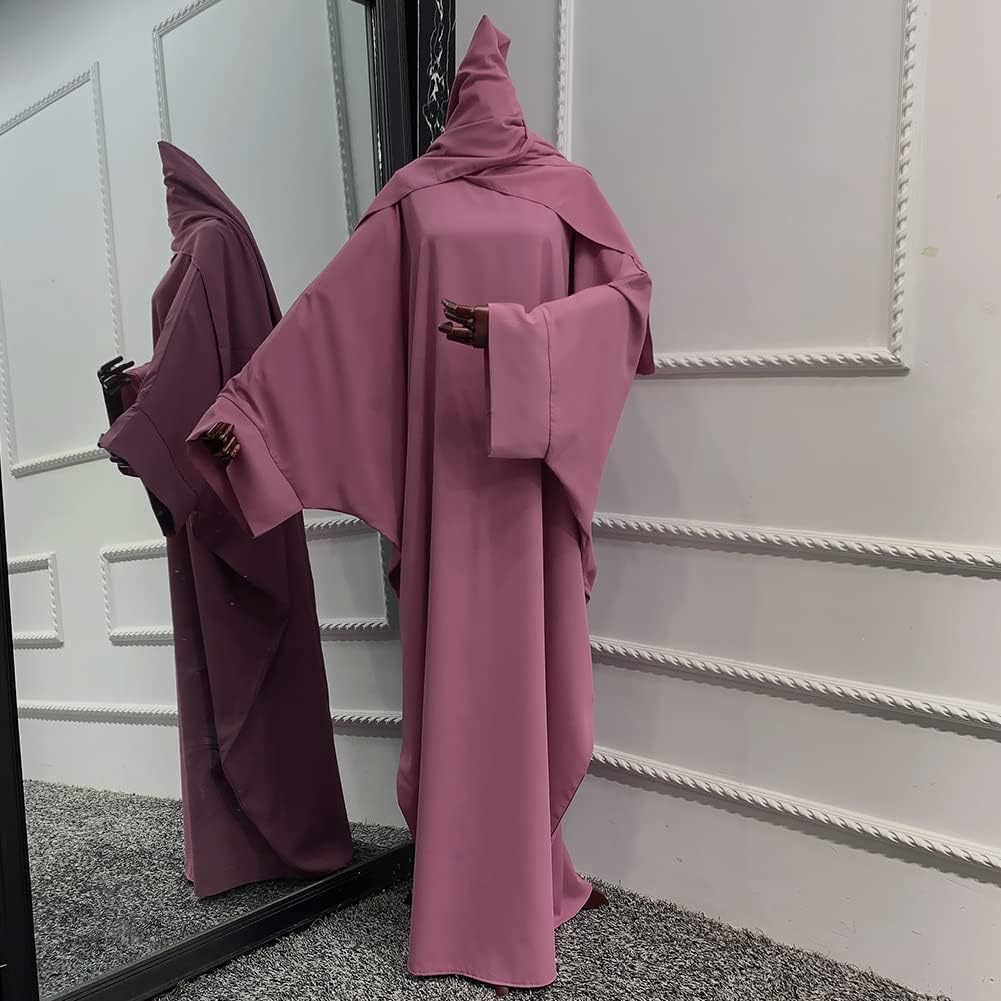 IMEKIS Muslim Dress for Women Hijab Abaya Batwing Sleeve Islamic Maxi Prayer Dress Plain Loose Jilbab Plus Size Middle East Dubai Turkey Arabic Khimar Kaftans