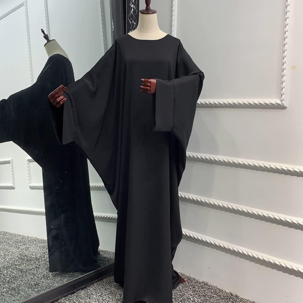IMEKIS Muslim Dress for Women Hijab Abaya Batwing Sleeve Islamic Maxi Prayer Dress Plain Loose Jilbab Plus Size Middle East Dubai Turkey Arabic Khimar Kaftans