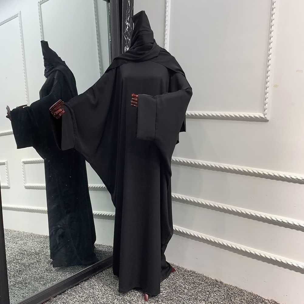 IMEKIS Muslim Dress for Women Hijab Abaya Batwing Sleeve Islamic Maxi Prayer Dress Plain Loose Jilbab Plus Size Middle East Dubai Turkey Arabic Khimar Kaftans