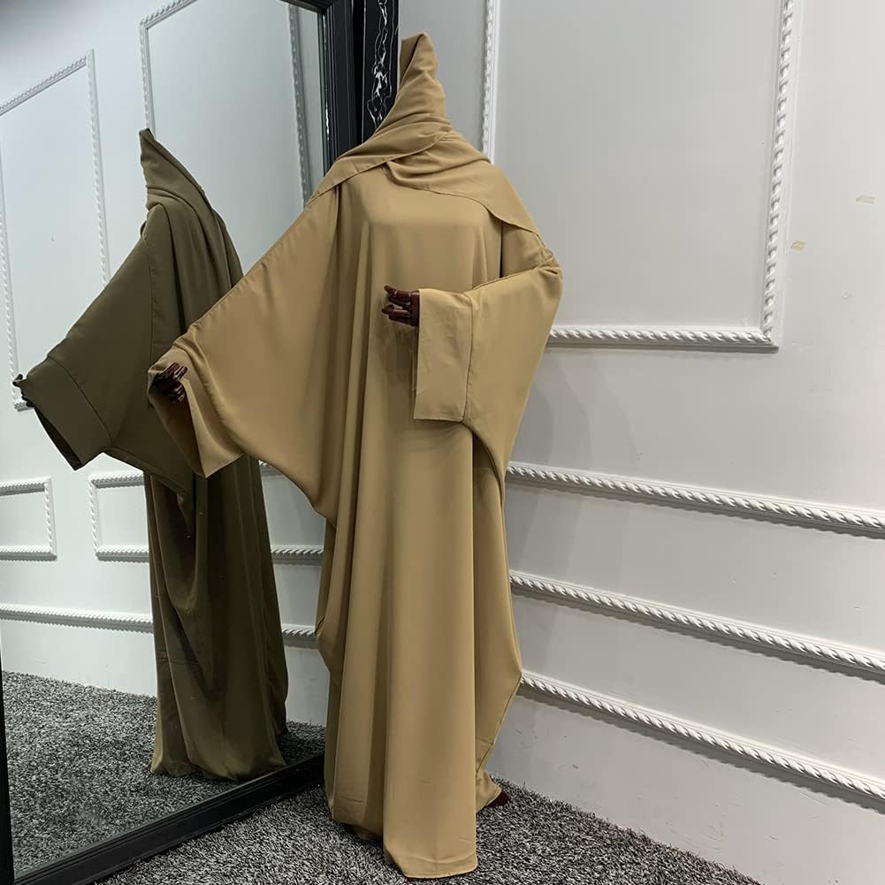 IMEKIS Muslim Dress for Women Hijab Abaya Batwing Sleeve Islamic Maxi Prayer Dress Plain Loose Jilbab Plus Size Middle East Dubai Turkey Arabic Khimar Kaftans