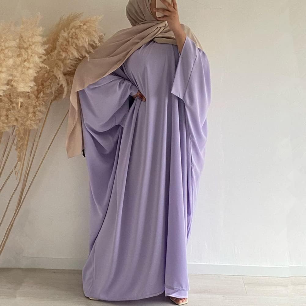 IMEKIS Muslim Dress for Women Hijab Abaya Batwing Sleeve Islamic Maxi Prayer Dress Plain Loose Jilbab Plus Size Middle East Dubai Turkey Arabic Khimar Kaftans