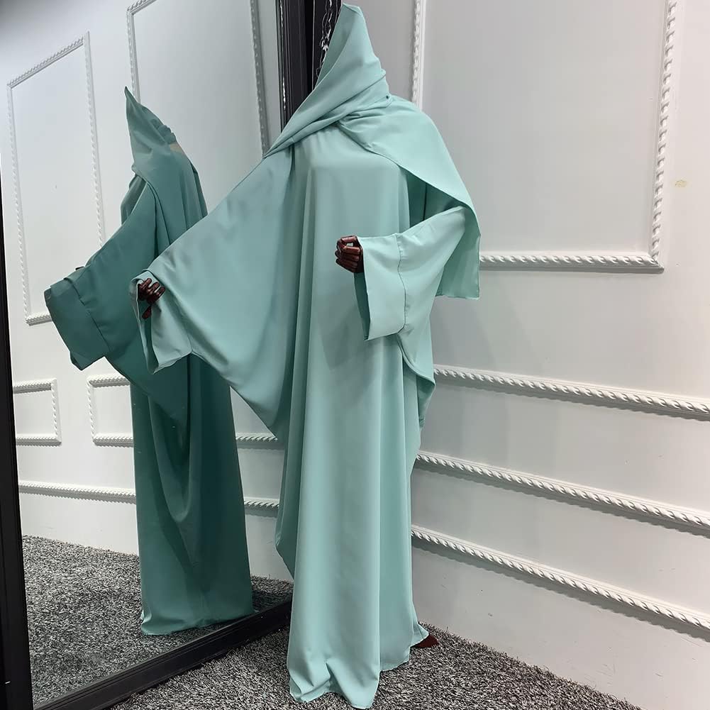IMEKIS Muslim Dress for Women Hijab Abaya Batwing Sleeve Islamic Maxi Prayer Dress Plain Loose Jilbab Plus Size Middle East Dubai Turkey Arabic Khimar Kaftans