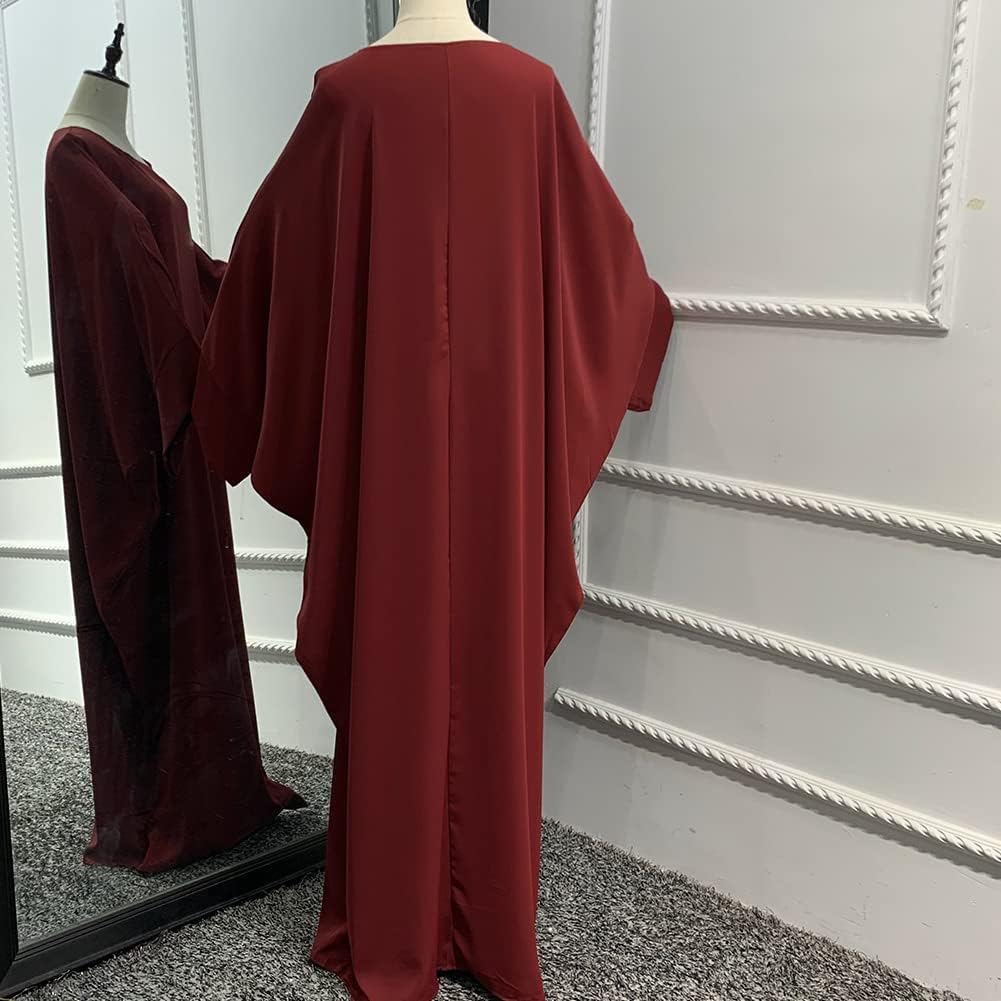 IMEKIS Muslim Dress for Women Hijab Abaya Batwing Sleeve Islamic Maxi Prayer Dress Plain Loose Jilbab Plus Size Middle East Dubai Turkey Arabic Khimar Kaftans