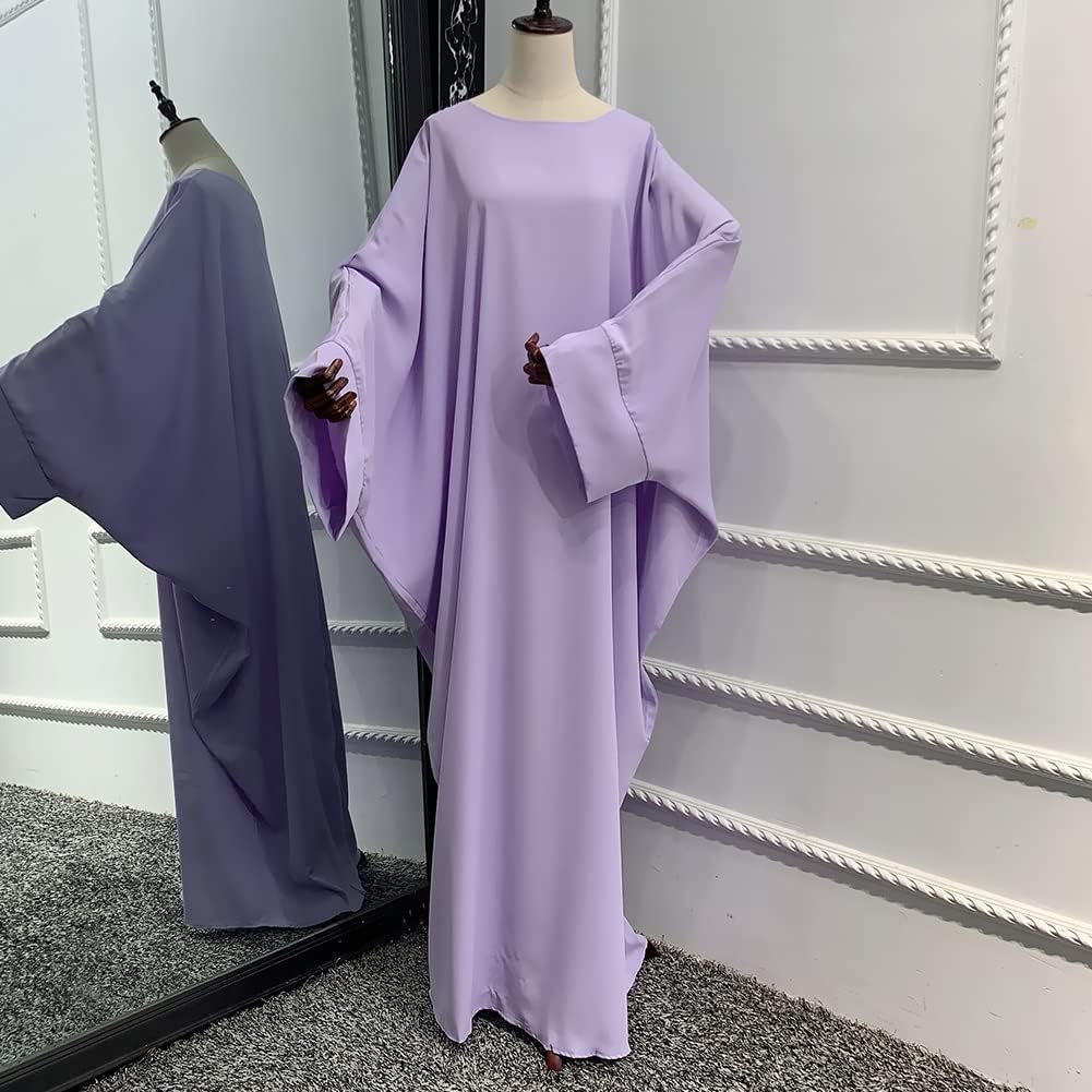 IMEKIS Muslim Dress for Women Hijab Abaya Batwing Sleeve Islamic Maxi Prayer Dress Plain Loose Jilbab Plus Size Middle East Dubai Turkey Arabic Khimar Kaftans