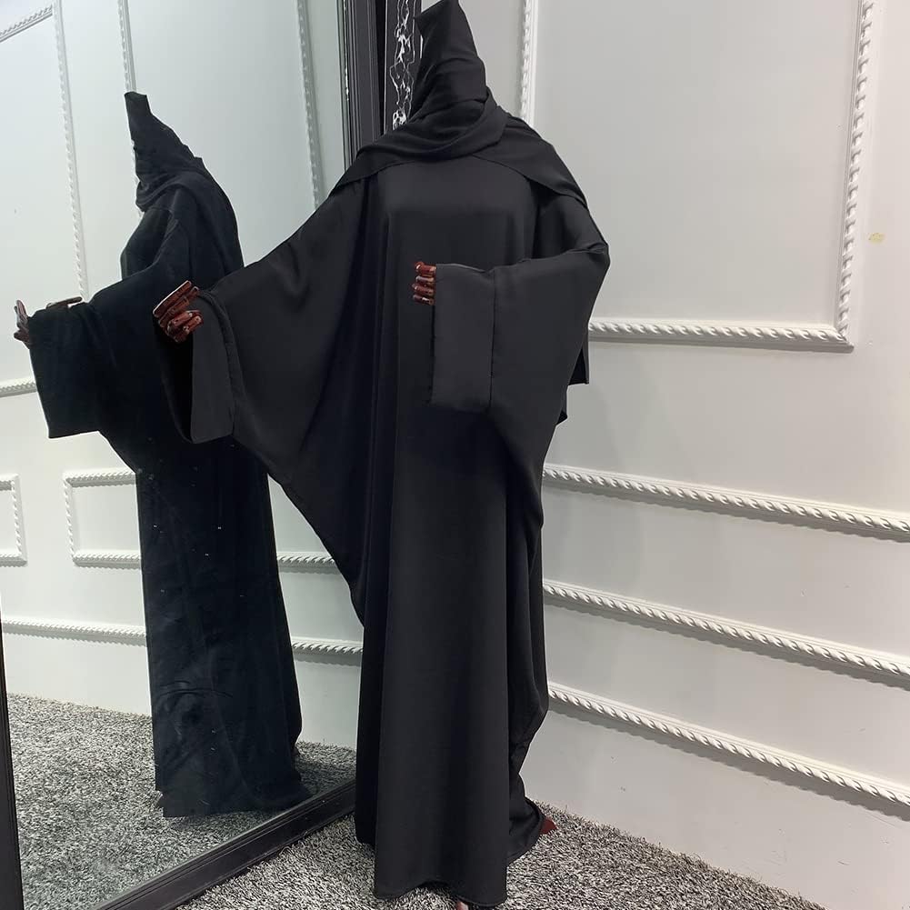 IMEKIS Muslim Dress for Women Hijab Abaya Batwing Sleeve Islamic Maxi Prayer Dress Plain Loose Jilbab Plus Size Middle East Dubai Turkey Arabic Khimar Kaftans
