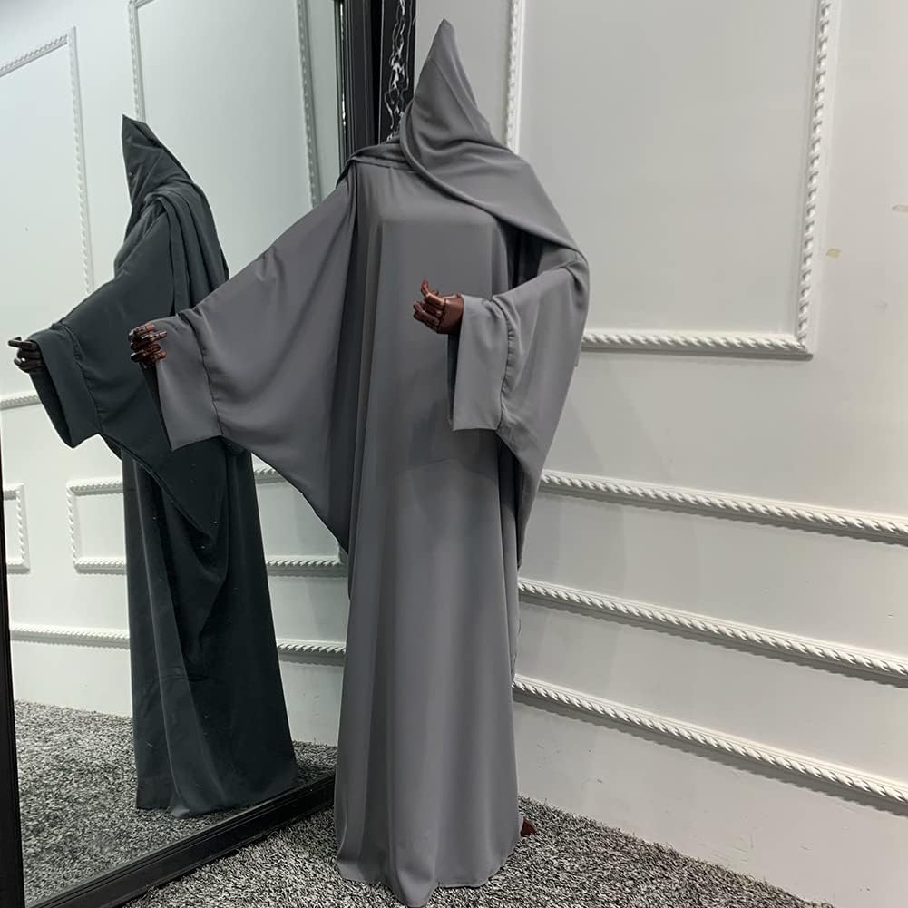 IMEKIS Muslim Dress for Women Hijab Abaya Batwing Sleeve Islamic Maxi Prayer Dress Plain Loose Jilbab Plus Size Middle East Dubai Turkey Arabic Khimar Kaftans