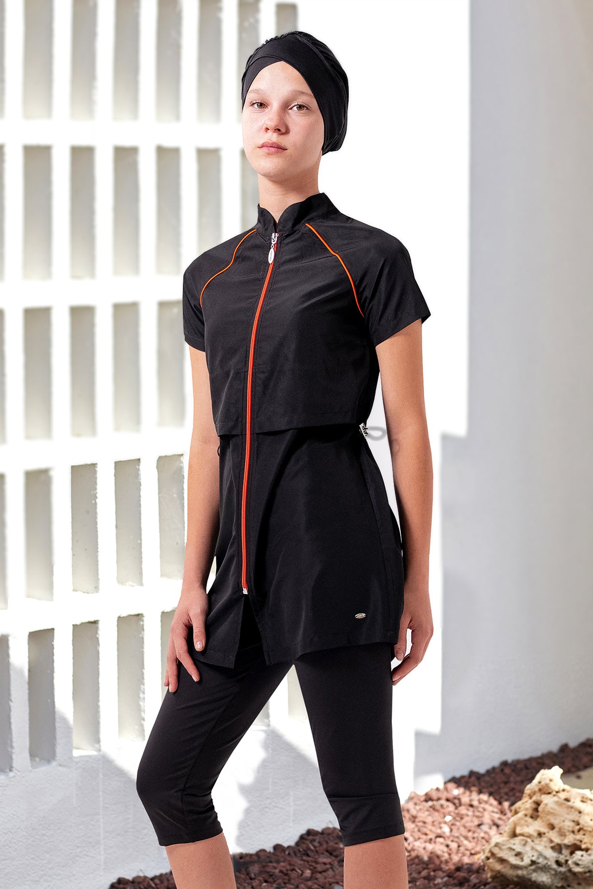 Zyra Motion Zip-Up Burkini Capri Swim Set