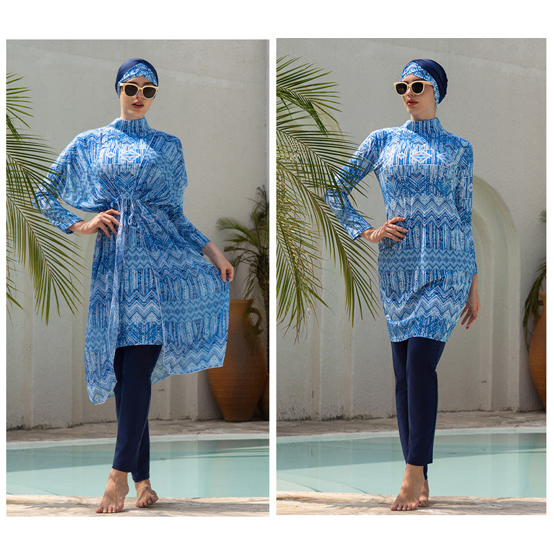 Stay confident and covered with this elegant modest swimwear