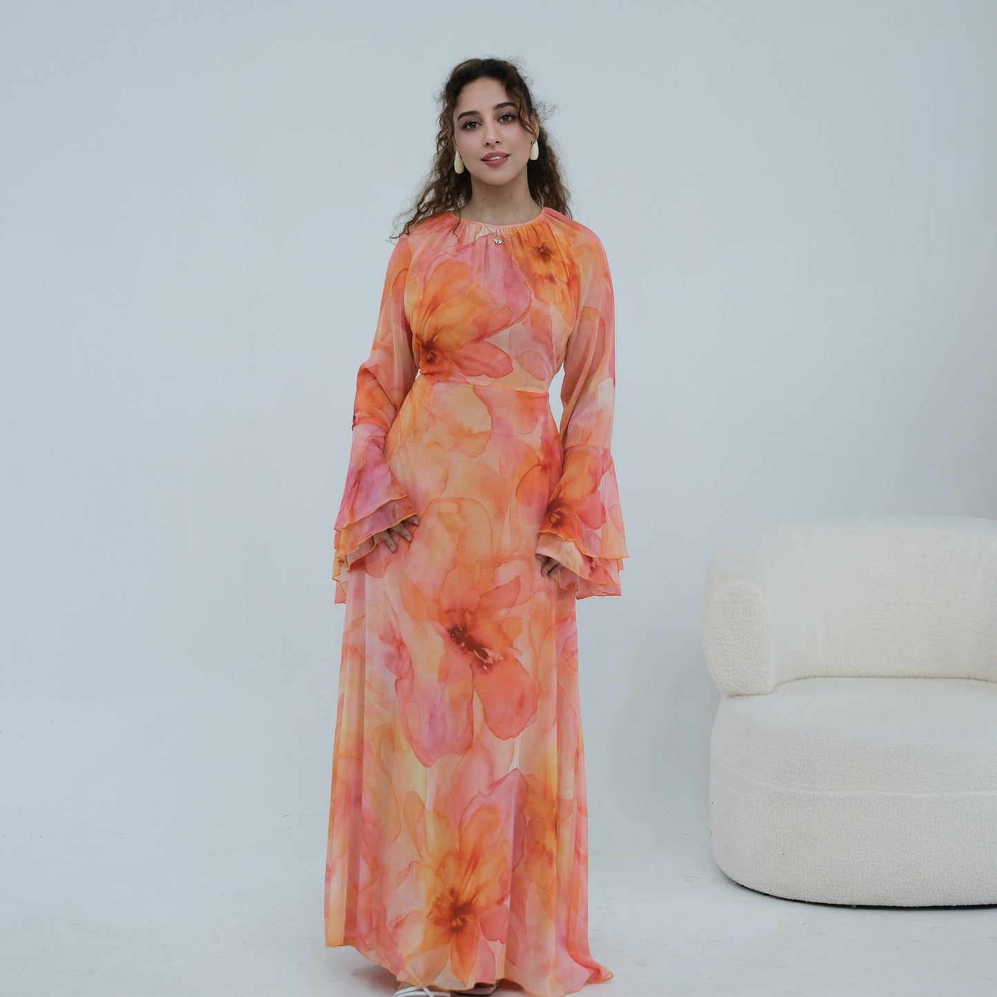 Elegant Beaded Batwing Abaya – Loose Fit Modest Maxi Dress for Women