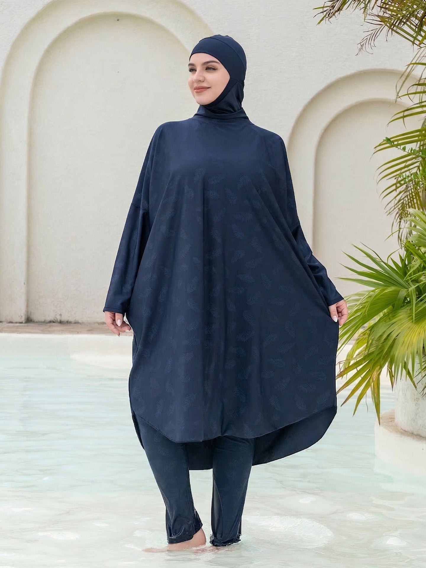 Stay confident and covered with this elegant modest swimwear