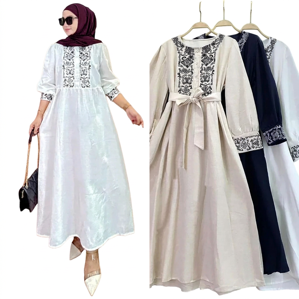 Elegant Embroidered Maxi Abaya – Women's Modest Dress