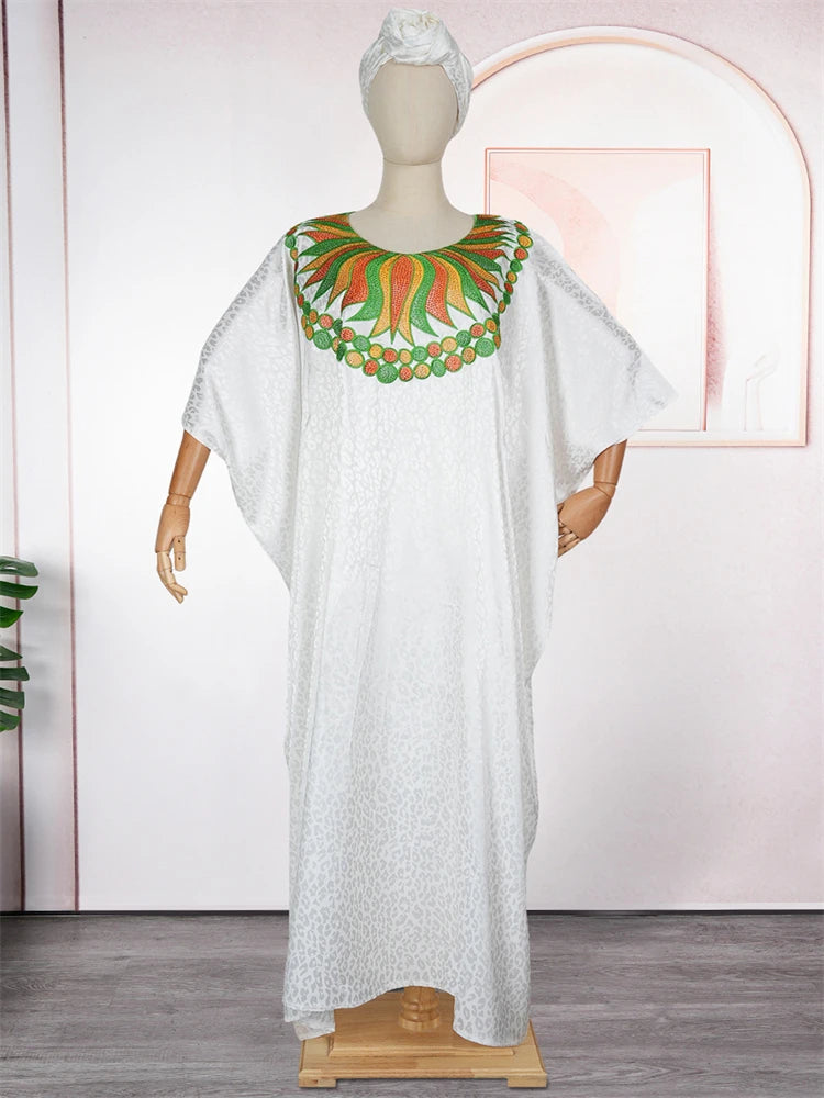 African Dresses for Women – Plus Size Loose Boubou Robe Outfit Suit.