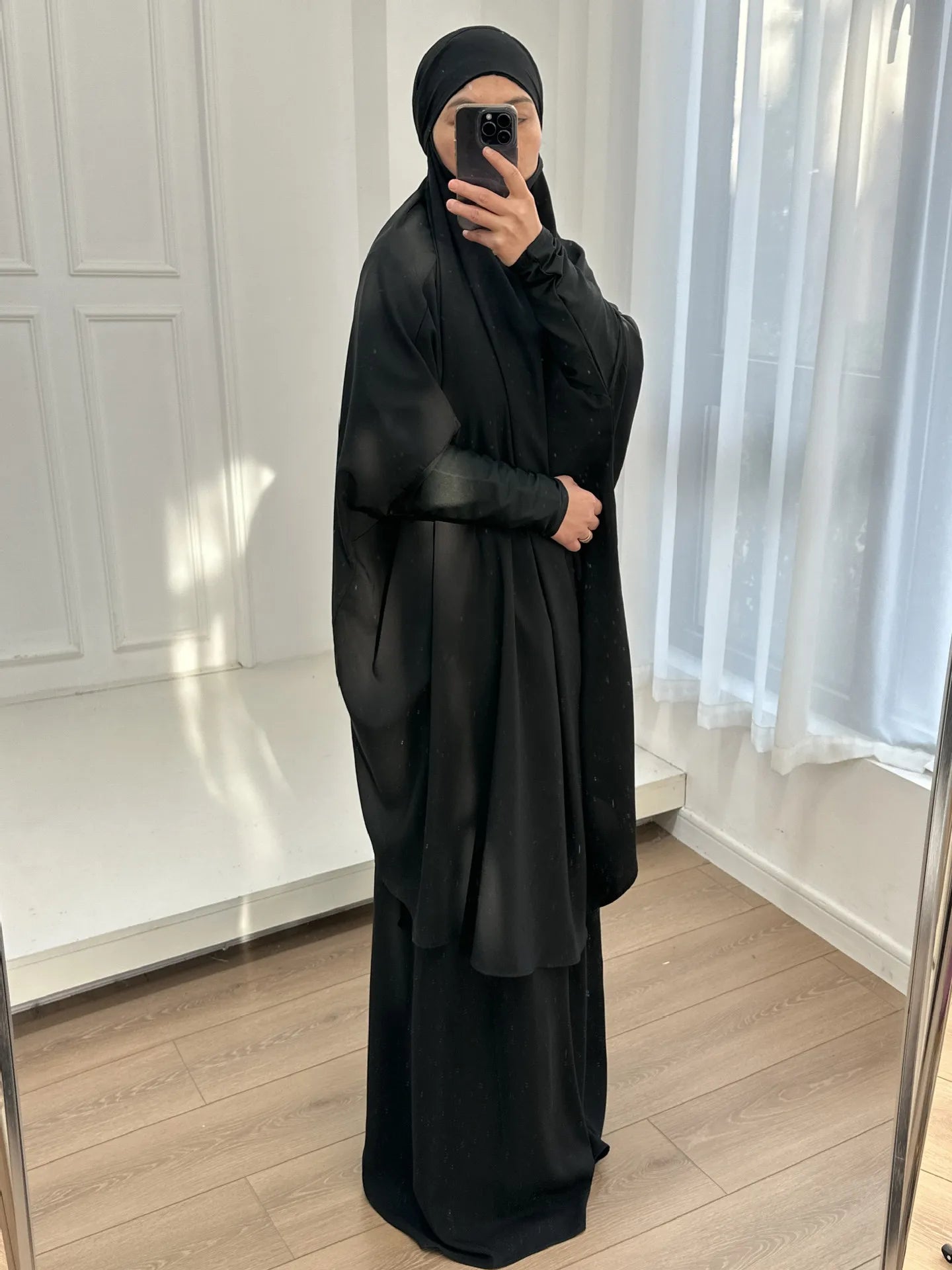 2 Piece Set Prayer Garment Islamic Clothing Pink Black