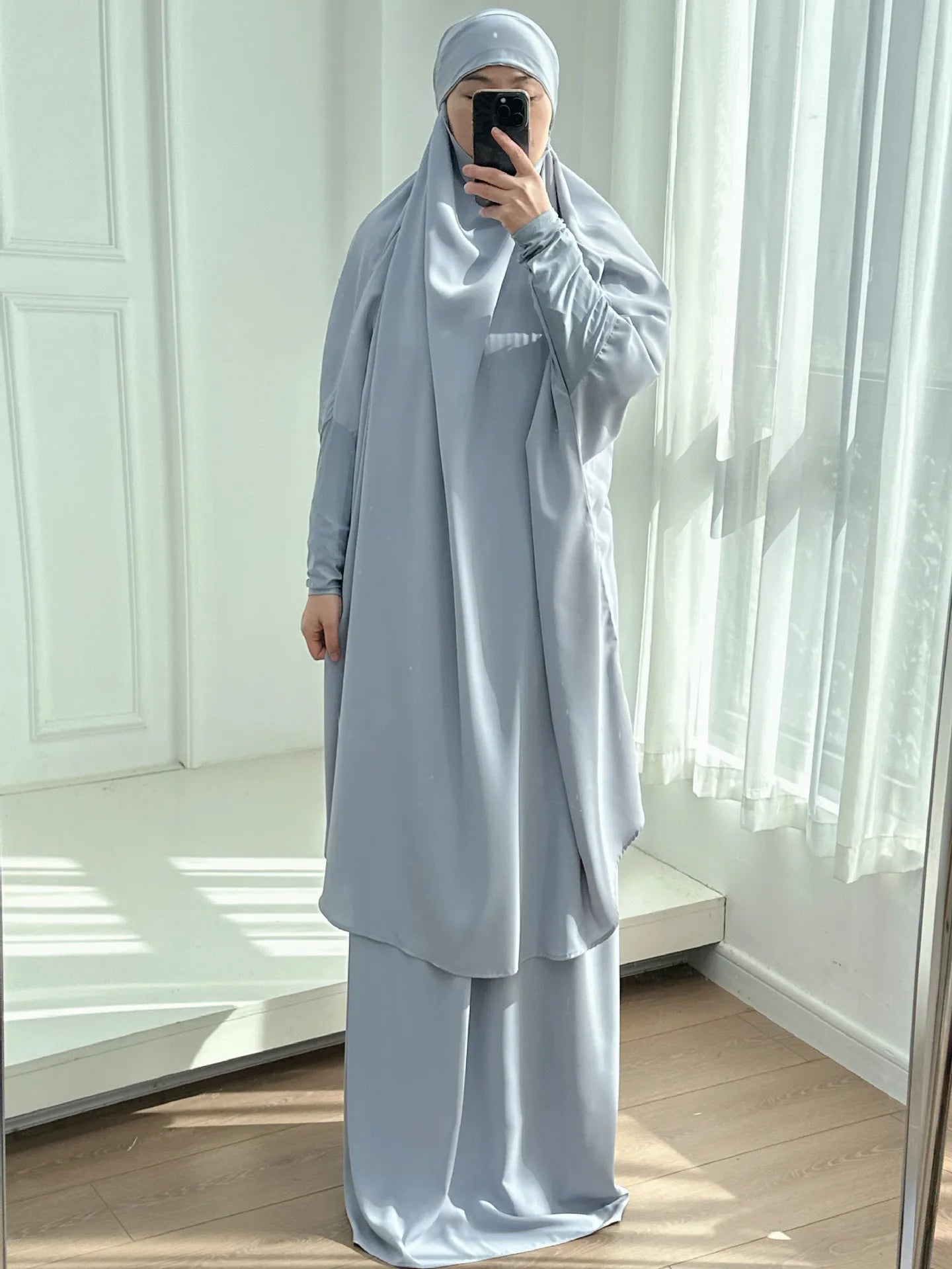 2 Piece Set Prayer Garment Islamic Clothing Pink Black