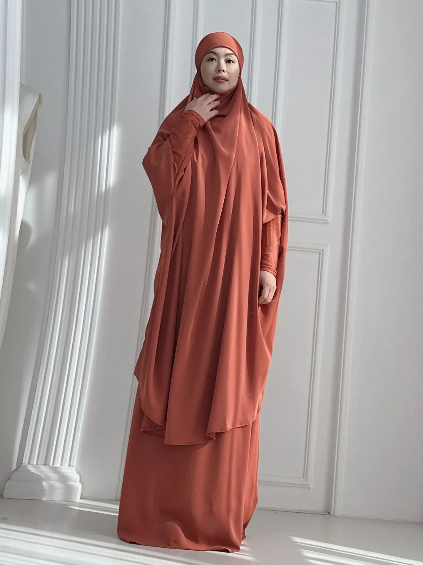 2 Piece Set Prayer Garment Islamic Clothing Pink Black
