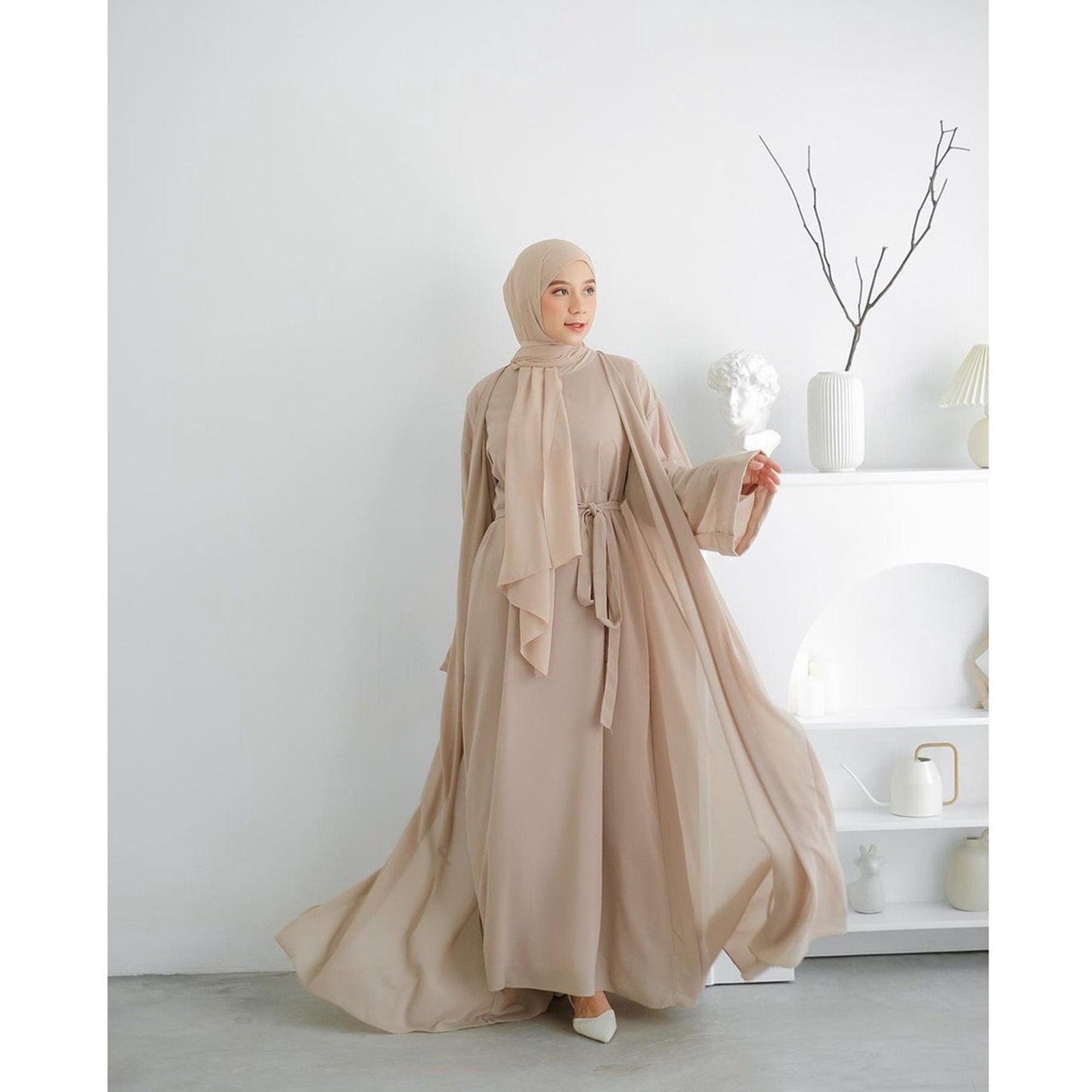 Ladyra Set Abaya | maxy dress for muslim women | abaya kaftan hajj and umrah-open abaya