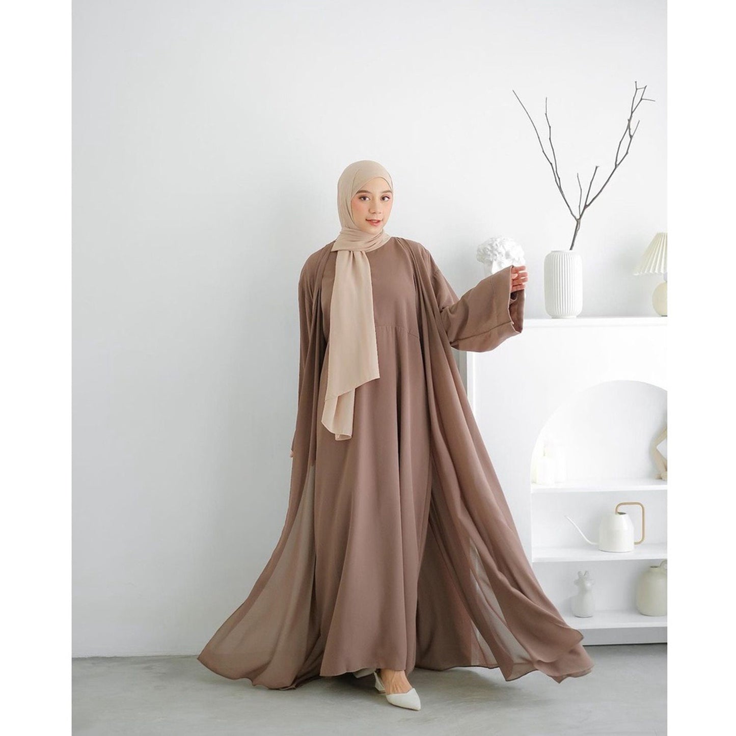 Ladyra Set Abaya | maxy dress for muslim women | abaya kaftan hajj and umrah-open abaya