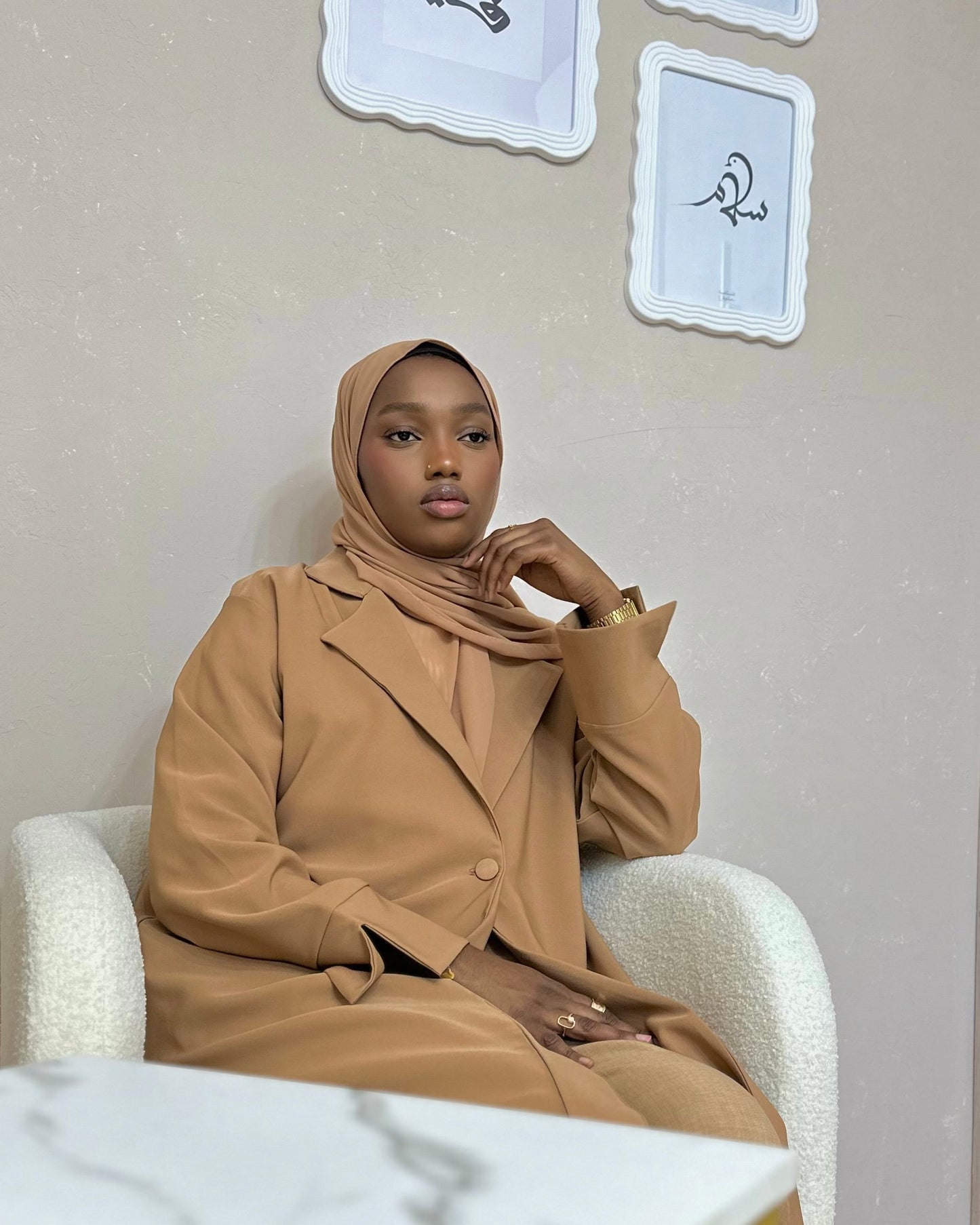 Blazer Abaya with Split Sleeves (Camel)