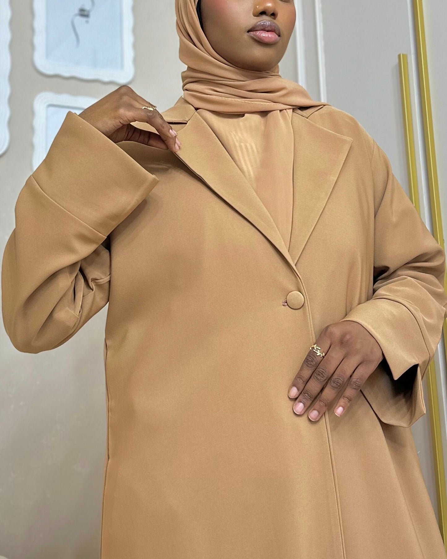 Blazer Abaya with Split Sleeves (Camel)