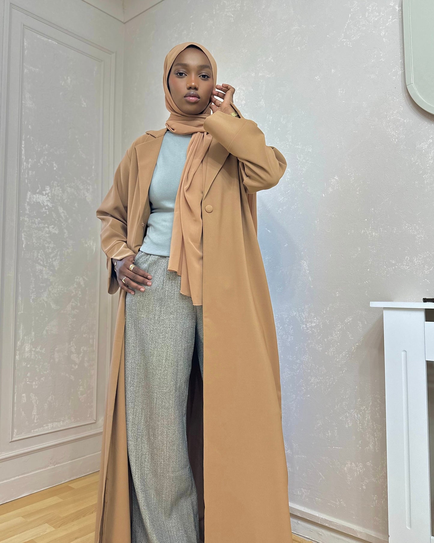Blazer Abaya with Split Sleeves (Camel)