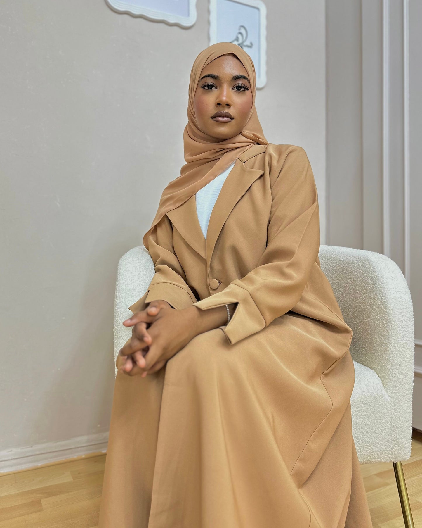 Blazer Abaya with Split Sleeves (Camel)