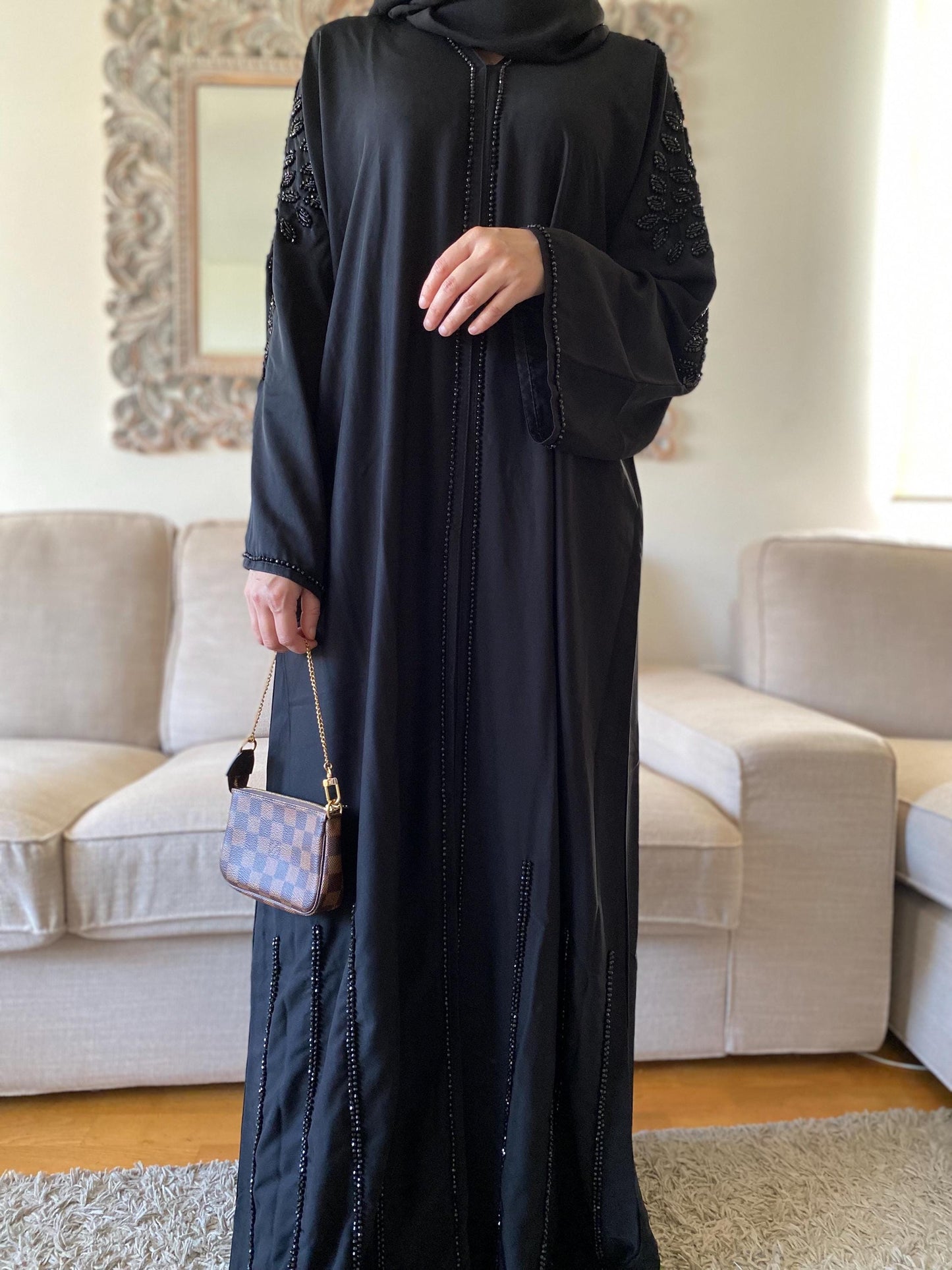 Luxury Black Beaded Abaya, Open Abayas, Embellished Wedding Abaya, Elegant, Gift, Handwork Abaya, Abaya Dubai
