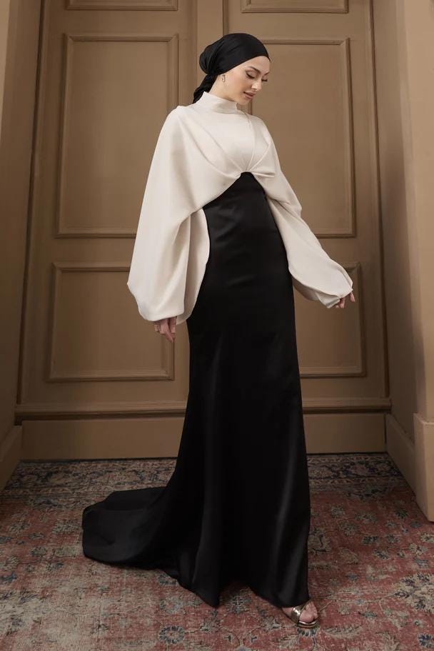 Nikkah Dress,Modest Prom Dress,Bridal Abaya, Hijab Dress,Prom Dress,Evening Dress, Engagement Dress,Long Sleeve Dress,Satin White Abaya