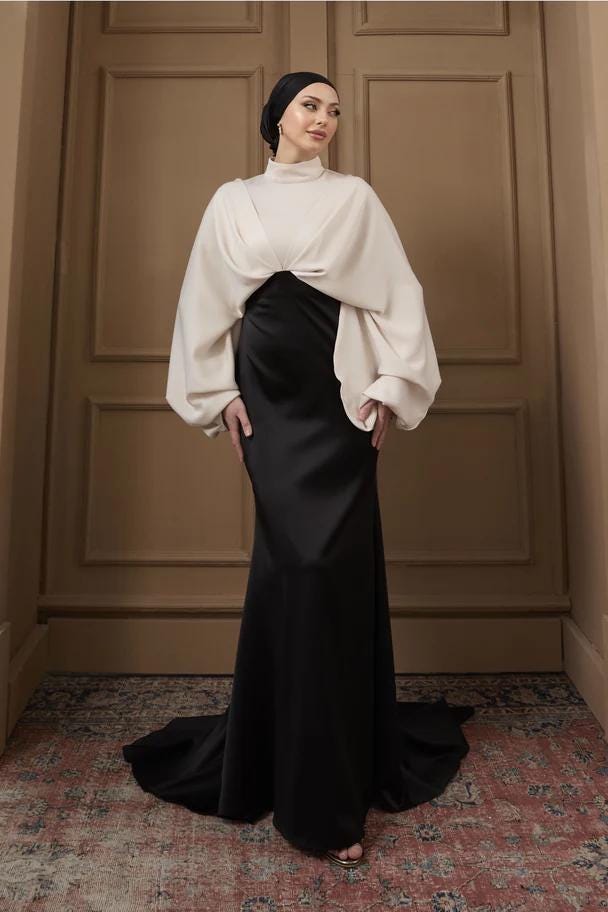 Nikkah Dress,Modest Prom Dress,Bridal Abaya, Hijab Dress,Prom Dress,Evening Dress, Engagement Dress,Long Sleeve Dress,Satin White Abaya