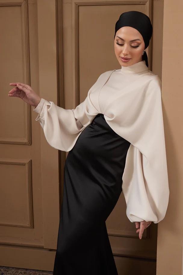 Nikkah Dress,Modest Prom Dress,Bridal Abaya, Hijab Dress,Prom Dress,Evening Dress, Engagement Dress,Long Sleeve Dress,Satin White Abaya
