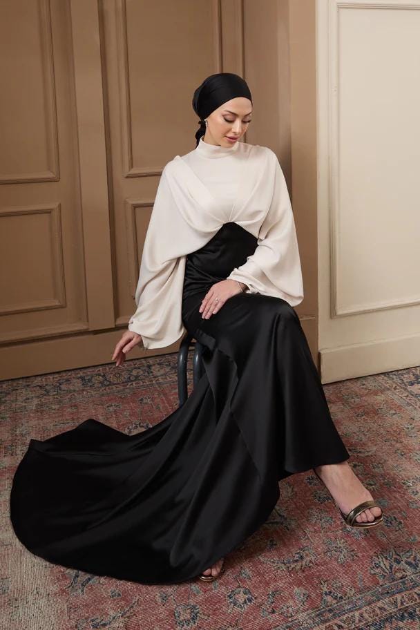 Nikkah Dress,Modest Prom Dress,Bridal Abaya, Hijab Dress,Prom Dress,Evening Dress, Engagement Dress,Long Sleeve Dress,Satin White Abaya