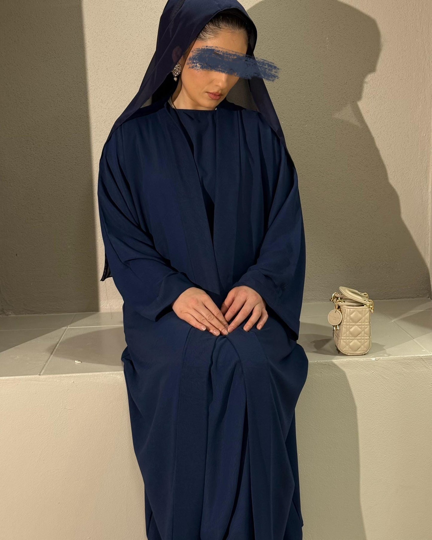 Soft like Butter Patterned Abaya Set (Royal Blue)