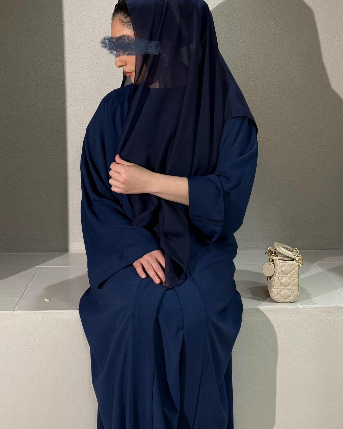 Soft like Butter Patterned Abaya Set (Royal Blue)