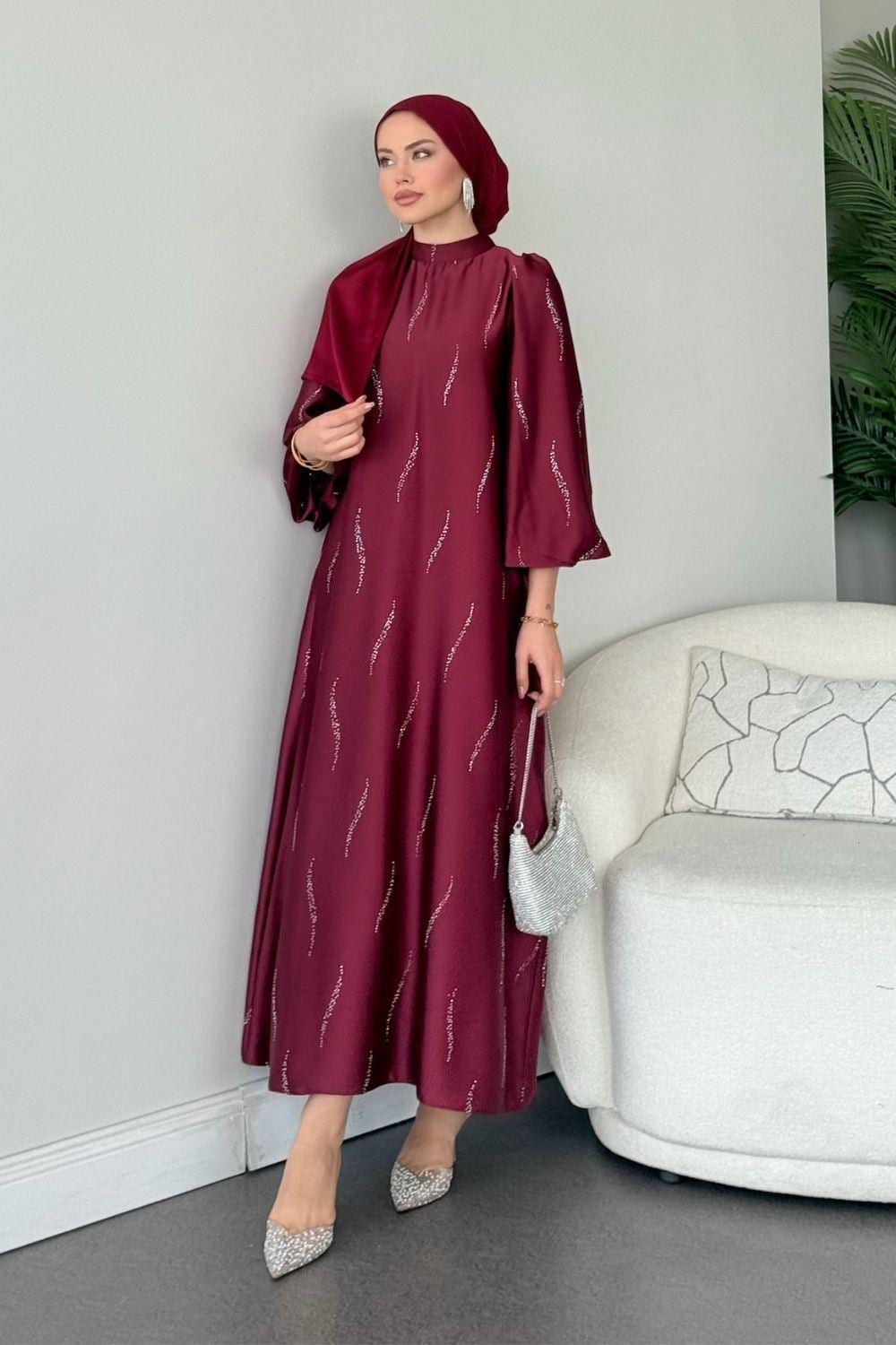 Modest Satin Evening Dress,Elegant.
