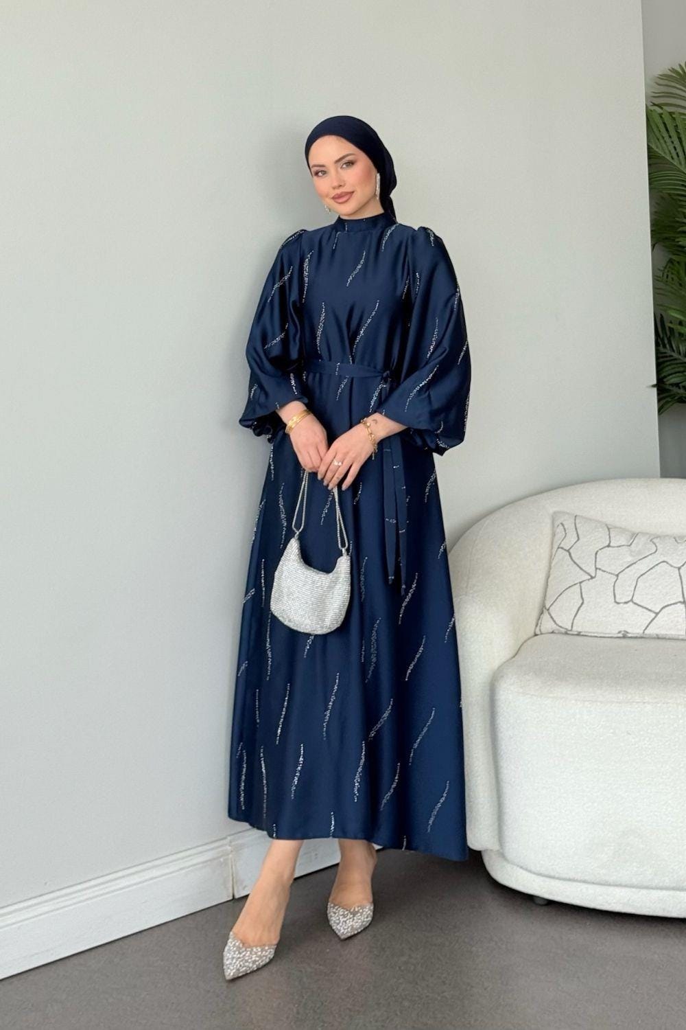 Modest Satin Evening Dress,Elegant.