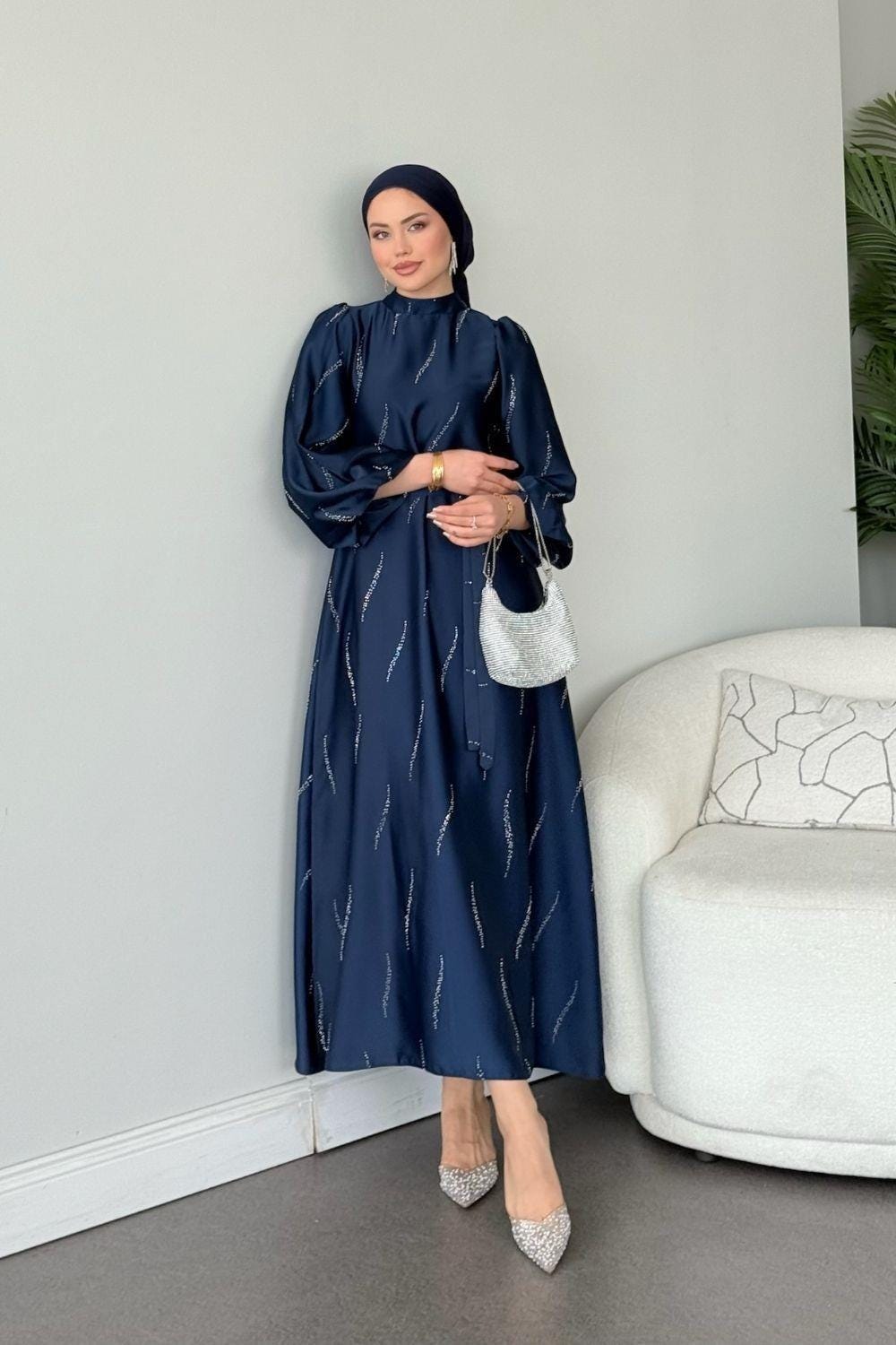 Modest Satin Evening Dress,Elegant.