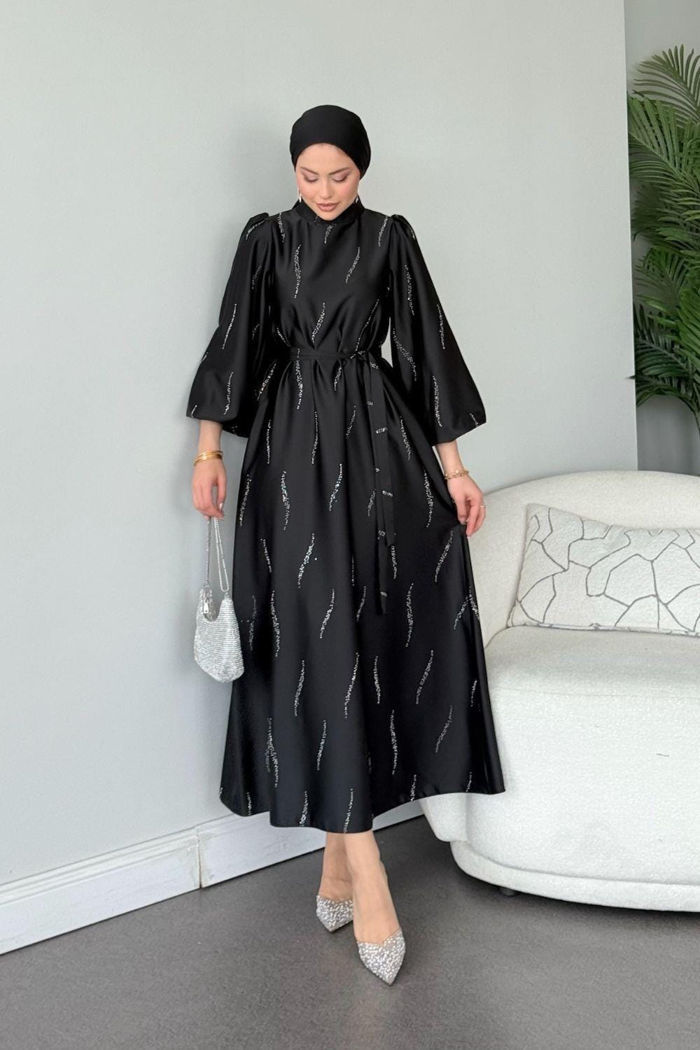 Modest Satin Evening Dress,Elegant.
