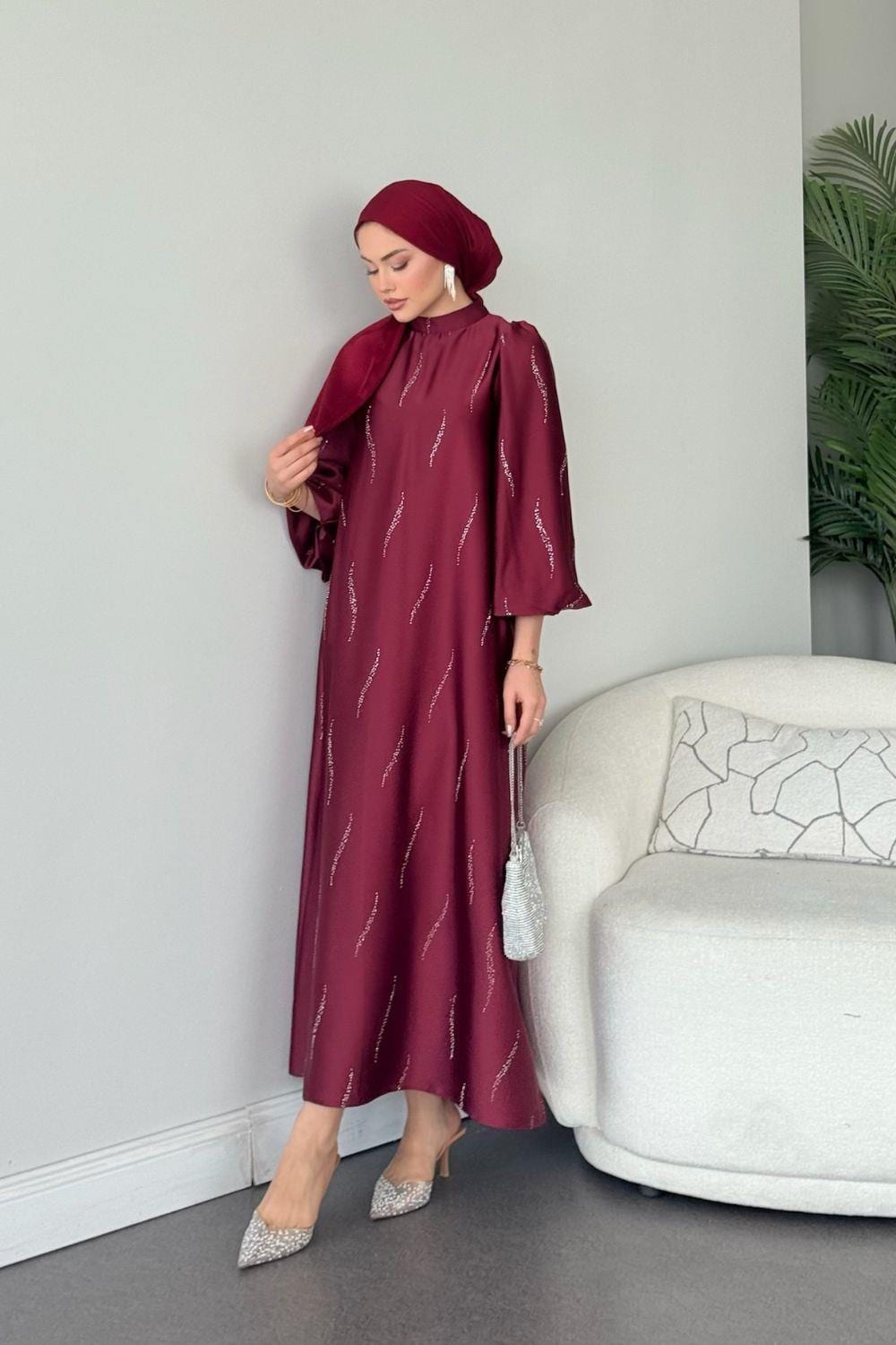 Modest Satin Evening Dress,Elegant.