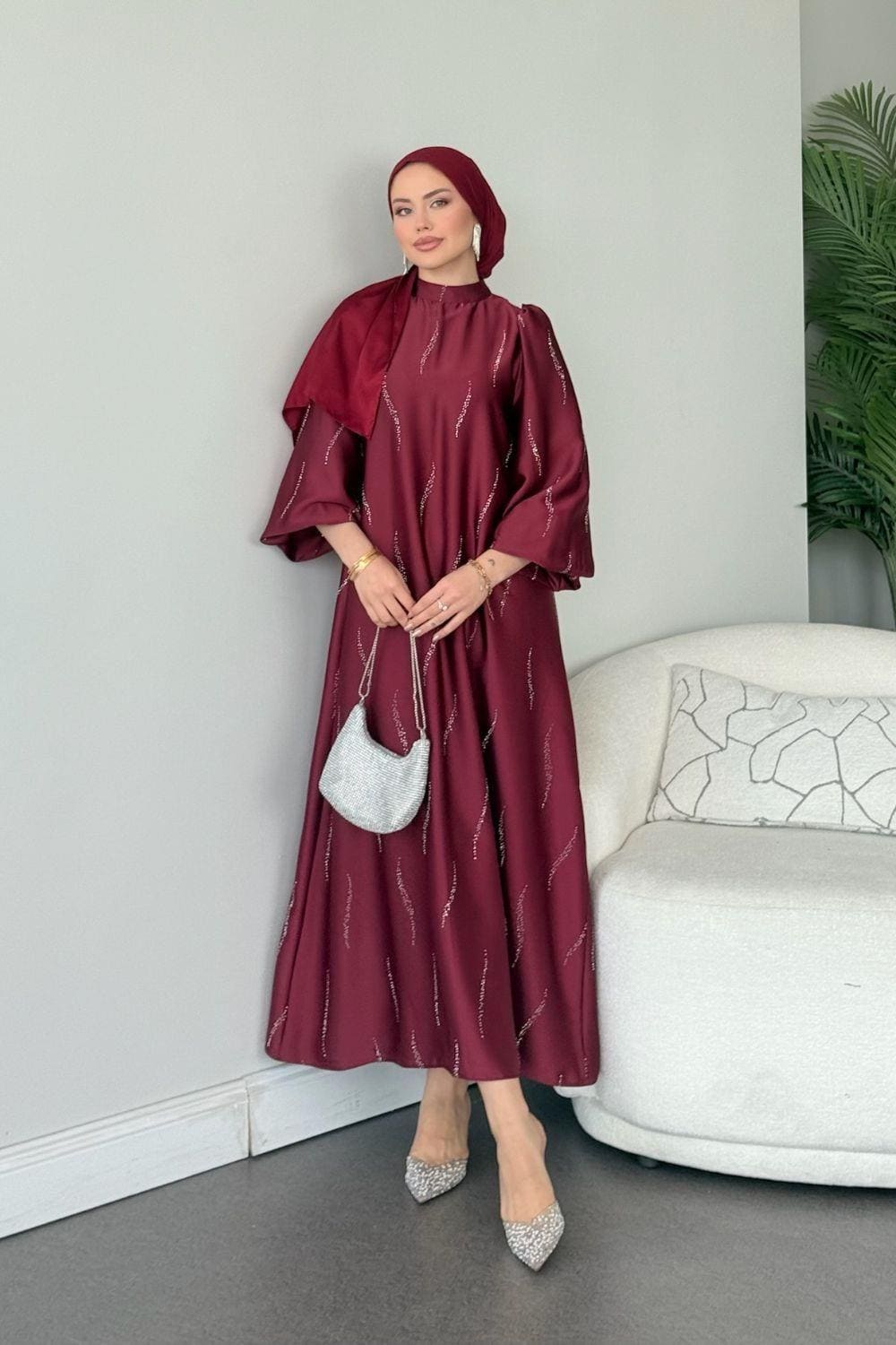 Modest Satin Evening Dress,Elegant.