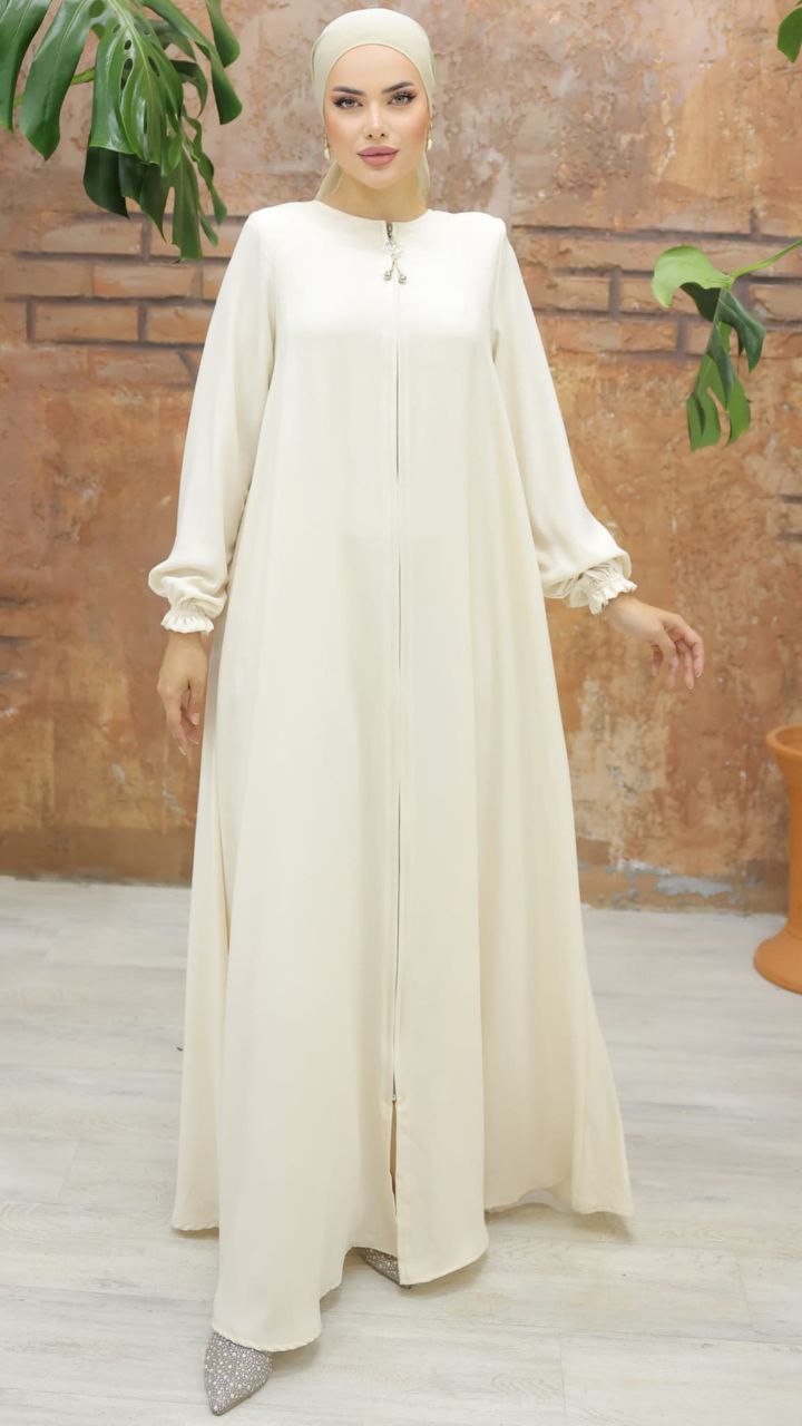 Cream Elegance Abaya – 100% Premium Baumwolle Cotton