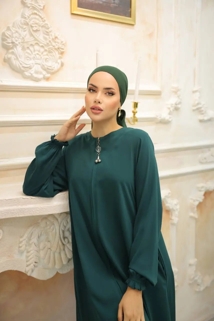 Women's Premium Cotton Abaya – Green Modest Maxi Dress – Anab Abaya
