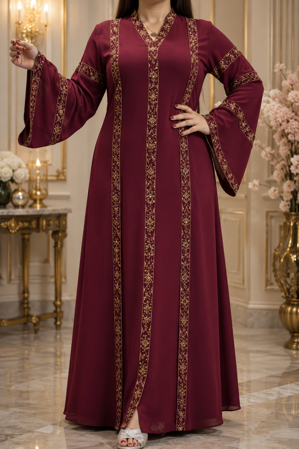 Black Abaya with Beautiful Gold Embroidery – Modest, Elegant, and Comfortable