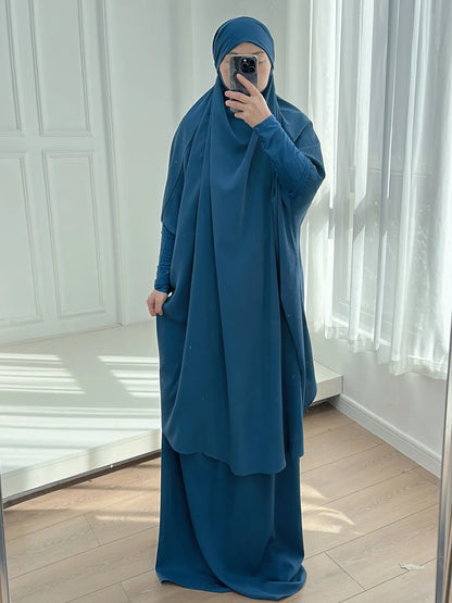 2 Piece Set Prayer Garment Islamic Clothing Pink Black